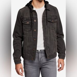 PAIGE Charcoal Hooded Denim Jacket